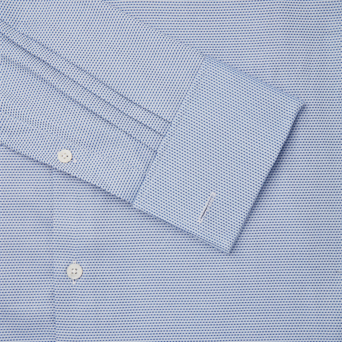 Blue & White Classic Fit Double Cuff Geometric Dobby Formal Shirt