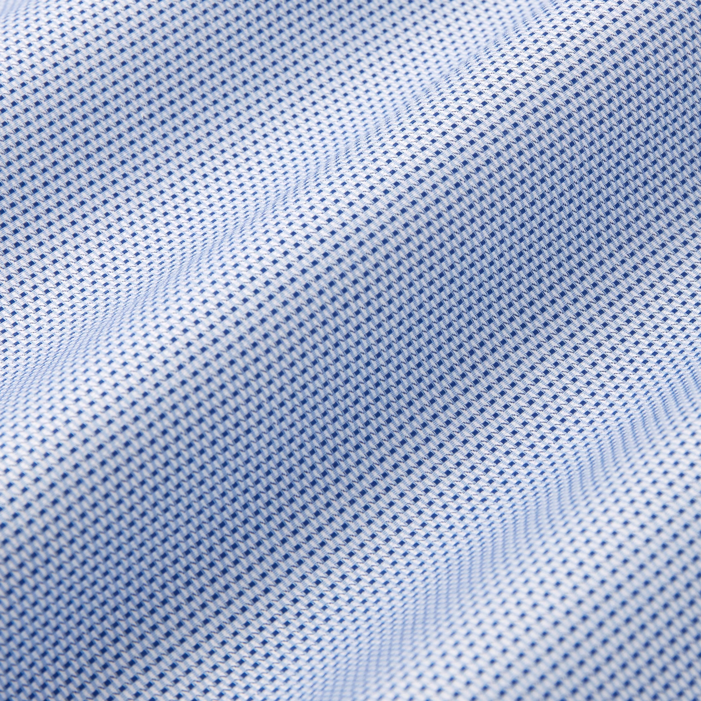 Blue & White Classic Fit Double Cuff Geometric Dobby Formal Shirt