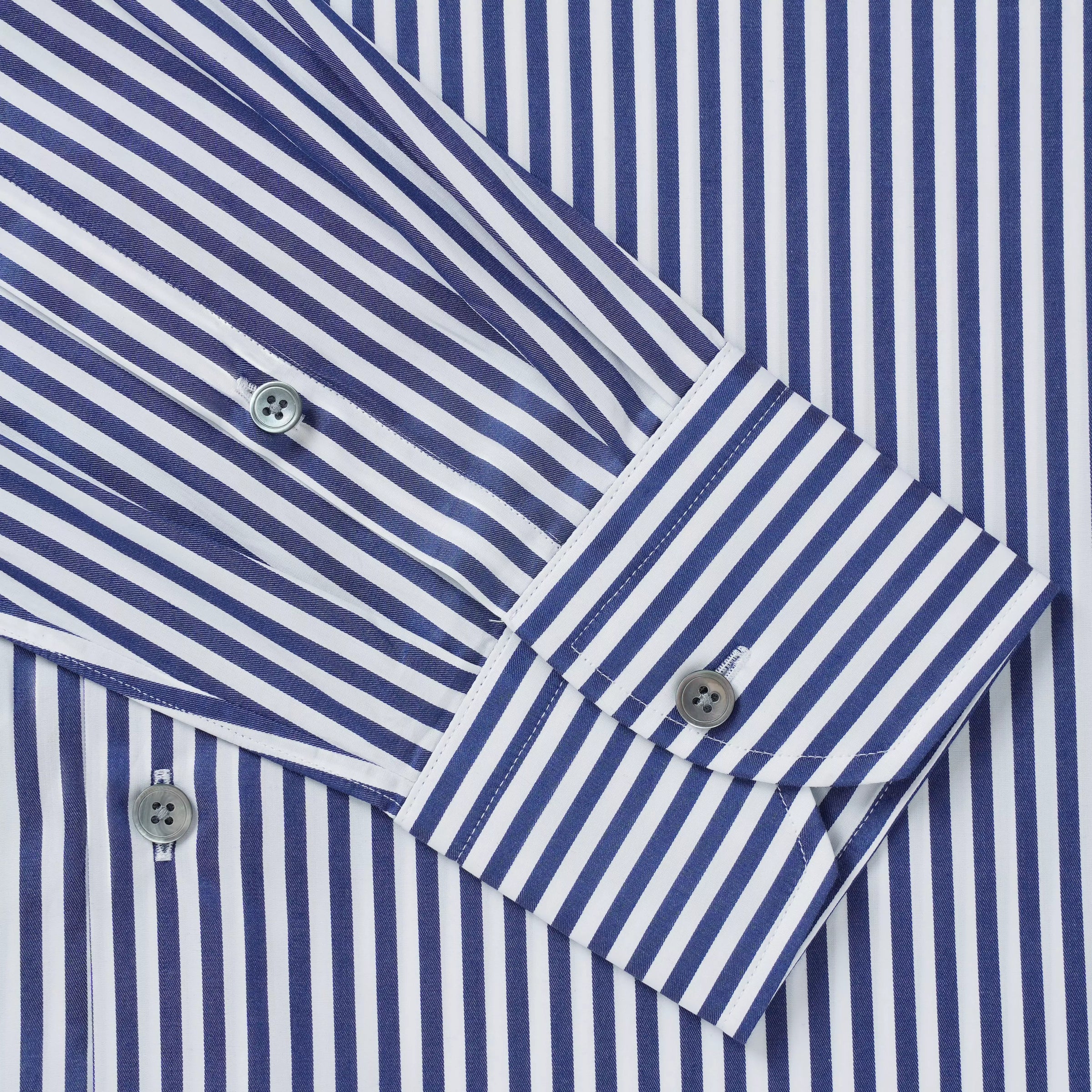 Navy & White Classic Fit Twill Bengal Stripe Formal Shirt