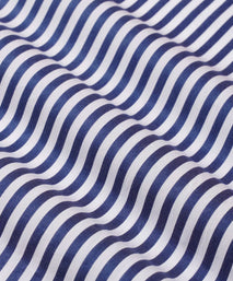 Navy & White Classic Fit Twill Bengal Stripe Formal Shirt