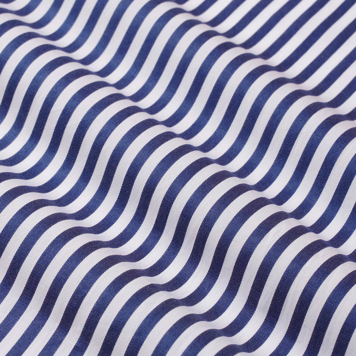 Navy & White Classic Fit Twill Bengal Stripe Formal Shirt