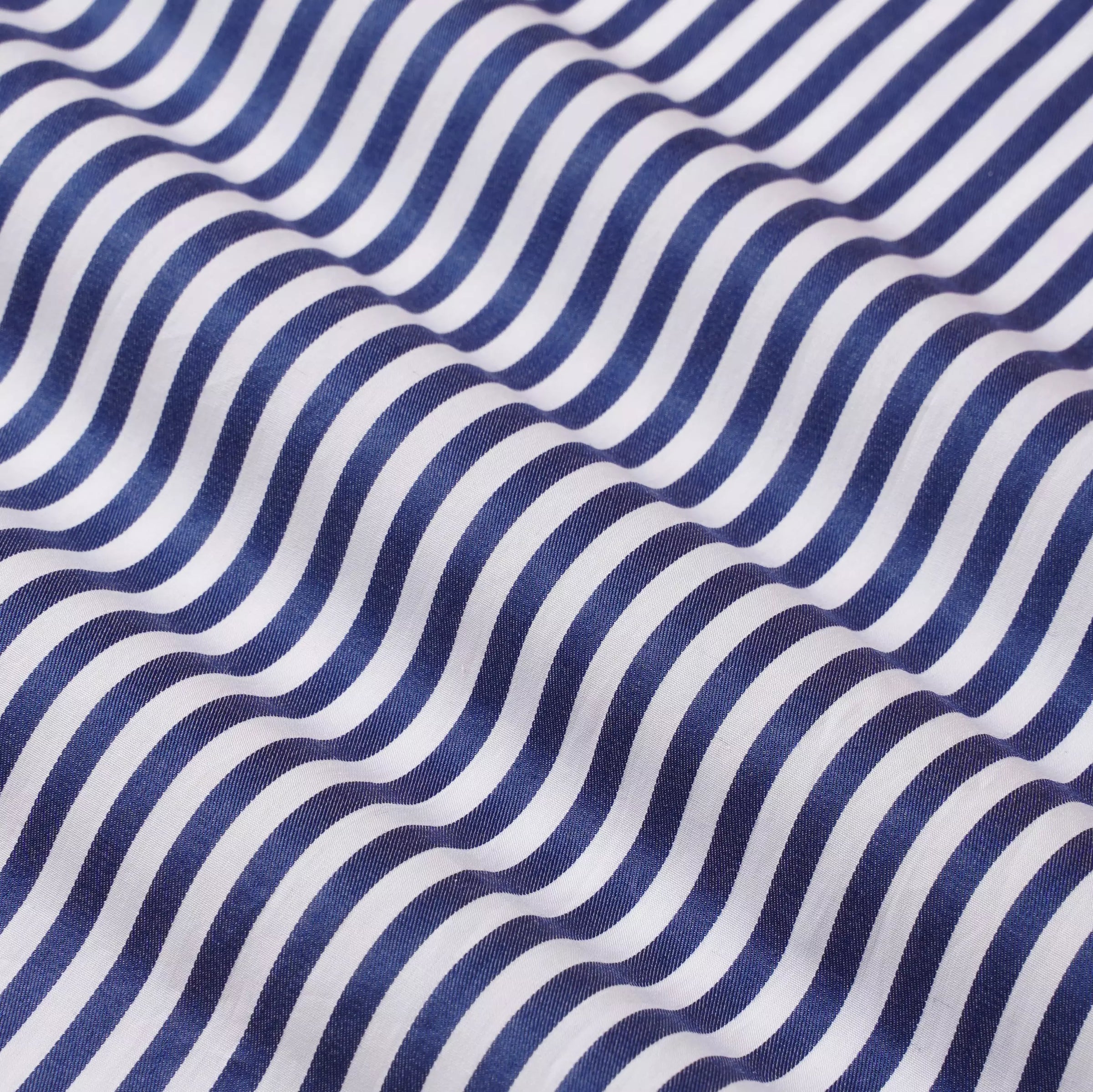 Navy & White Classic Fit Twill Bengal Stripe Formal Shirt