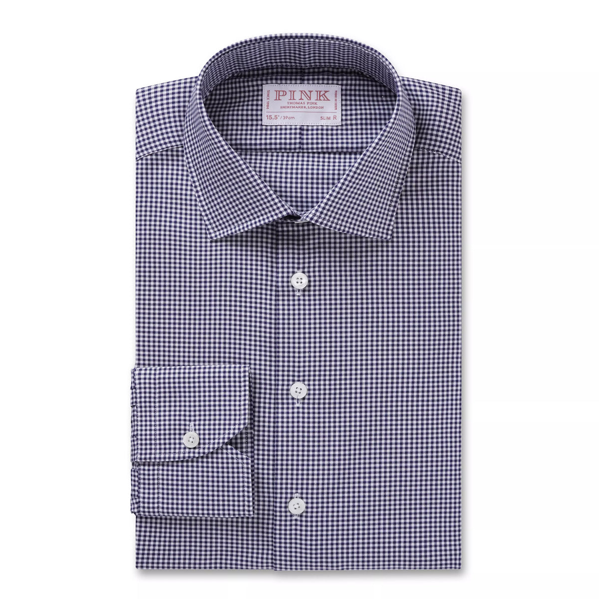 Navy & White Slim Fit Micro Gingham Check Formal Shirt