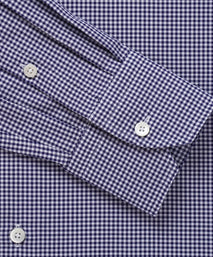 Navy & White Slim Fit Micro Gingham Check Formal Shirt