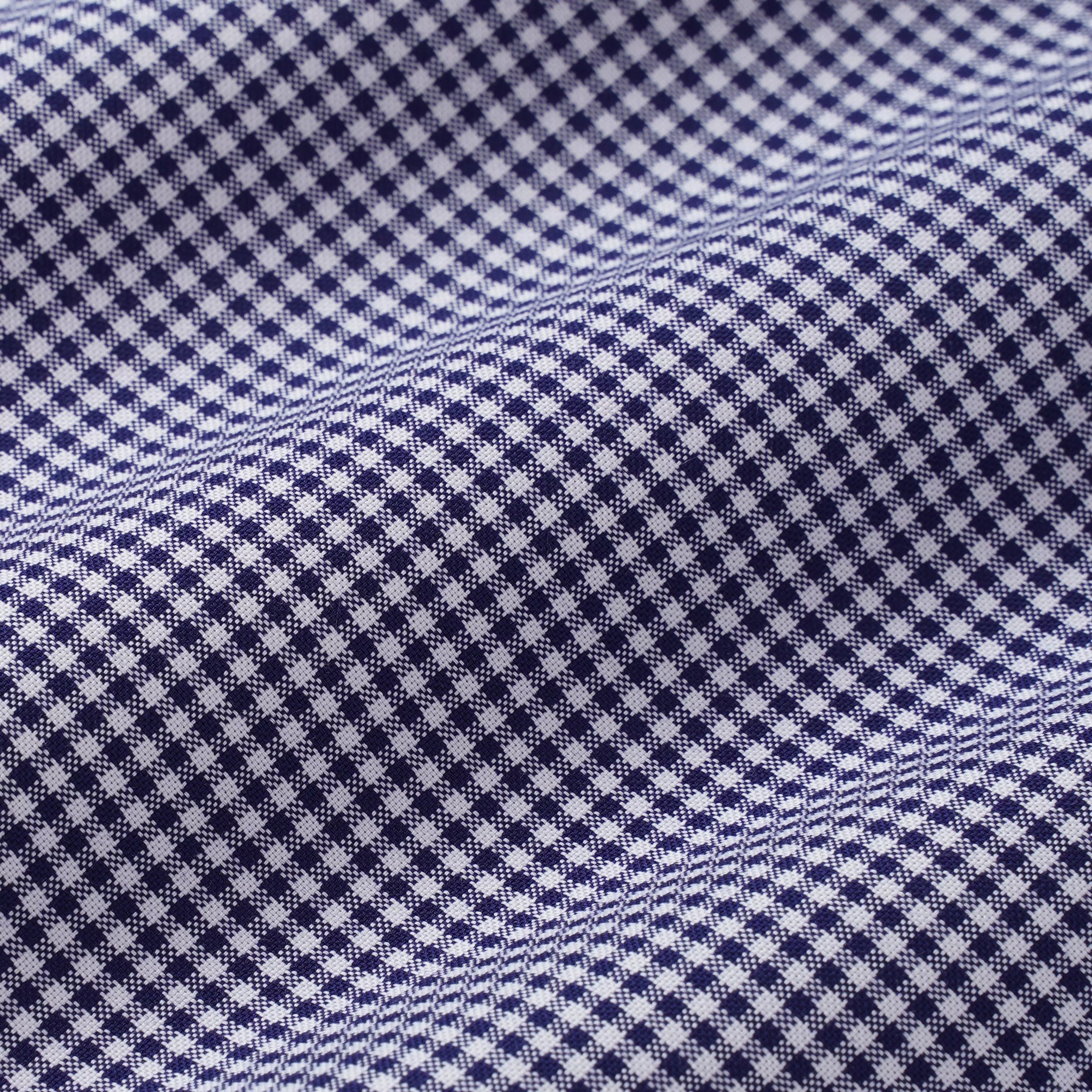 Navy & White Slim Fit Micro Gingham Check Formal Shirt