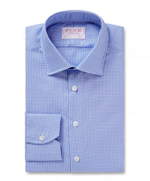 White & Blue Slim Fit Micro Gingham Check Formal Shirt