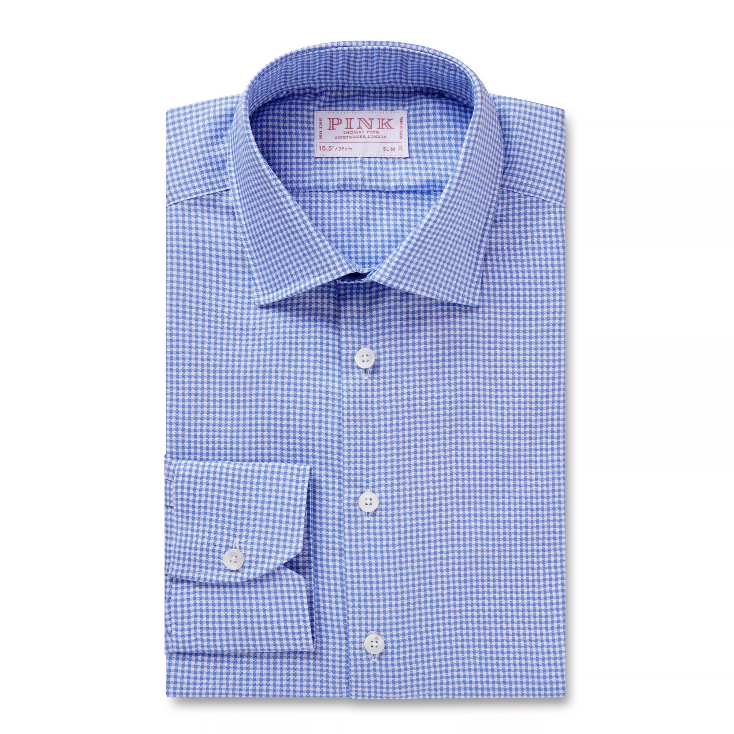 White & Blue Slim Fit Micro Gingham Check Formal Shirt