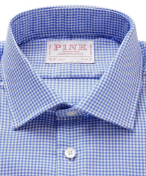White & Blue Slim Fit Micro Gingham Check Formal Shirt