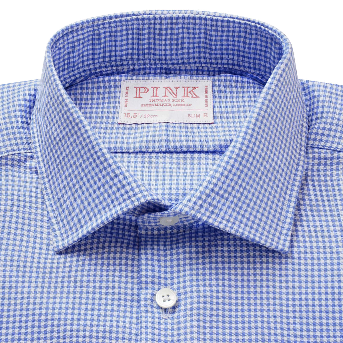 White & Blue Slim Fit Micro Gingham Check Formal Shirt