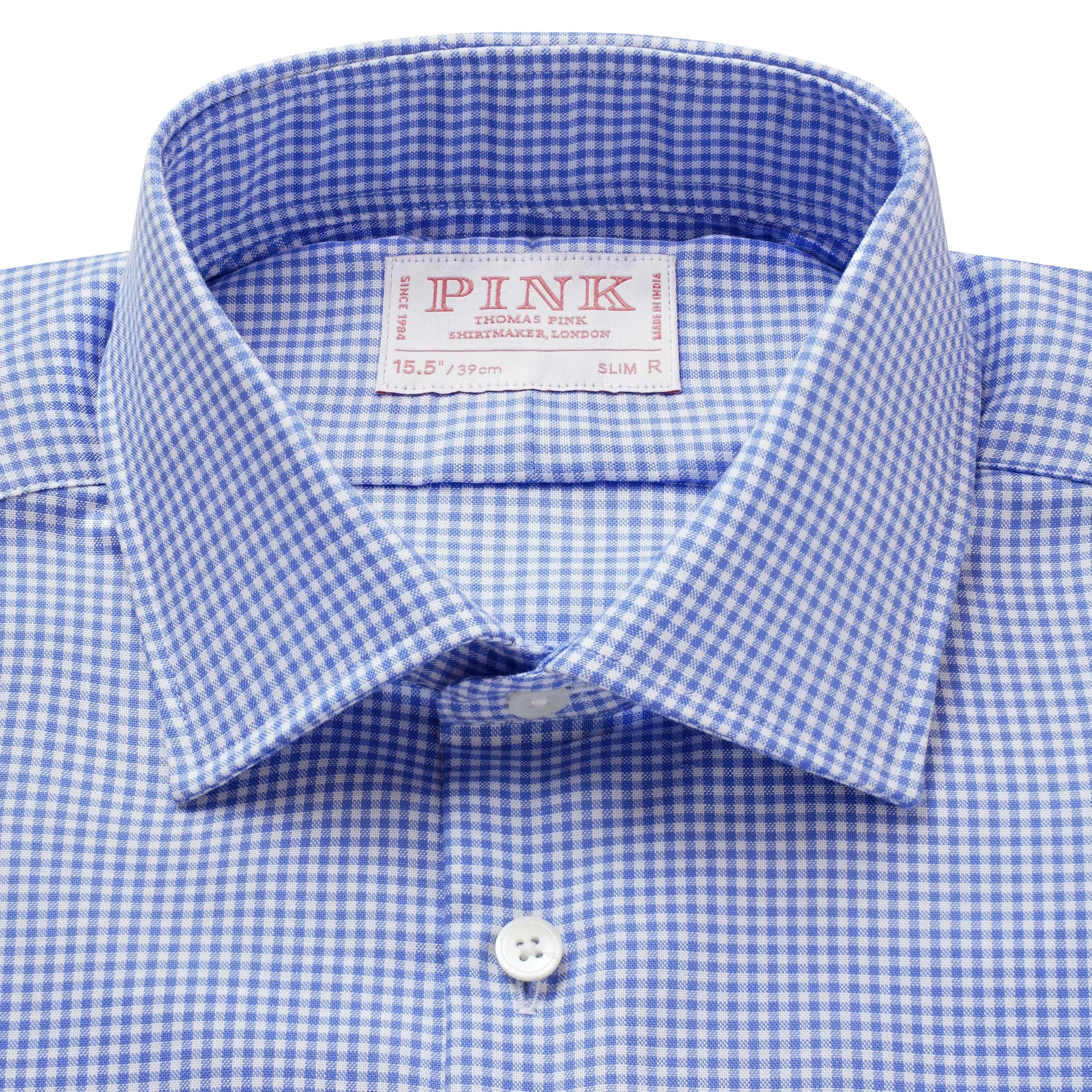 White & Blue Slim Fit Micro Gingham Check Formal Shirt