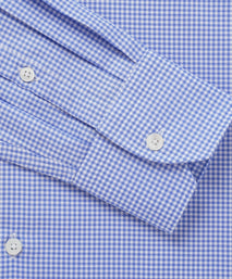 White & Blue Slim Fit Micro Gingham Check Formal Shirt