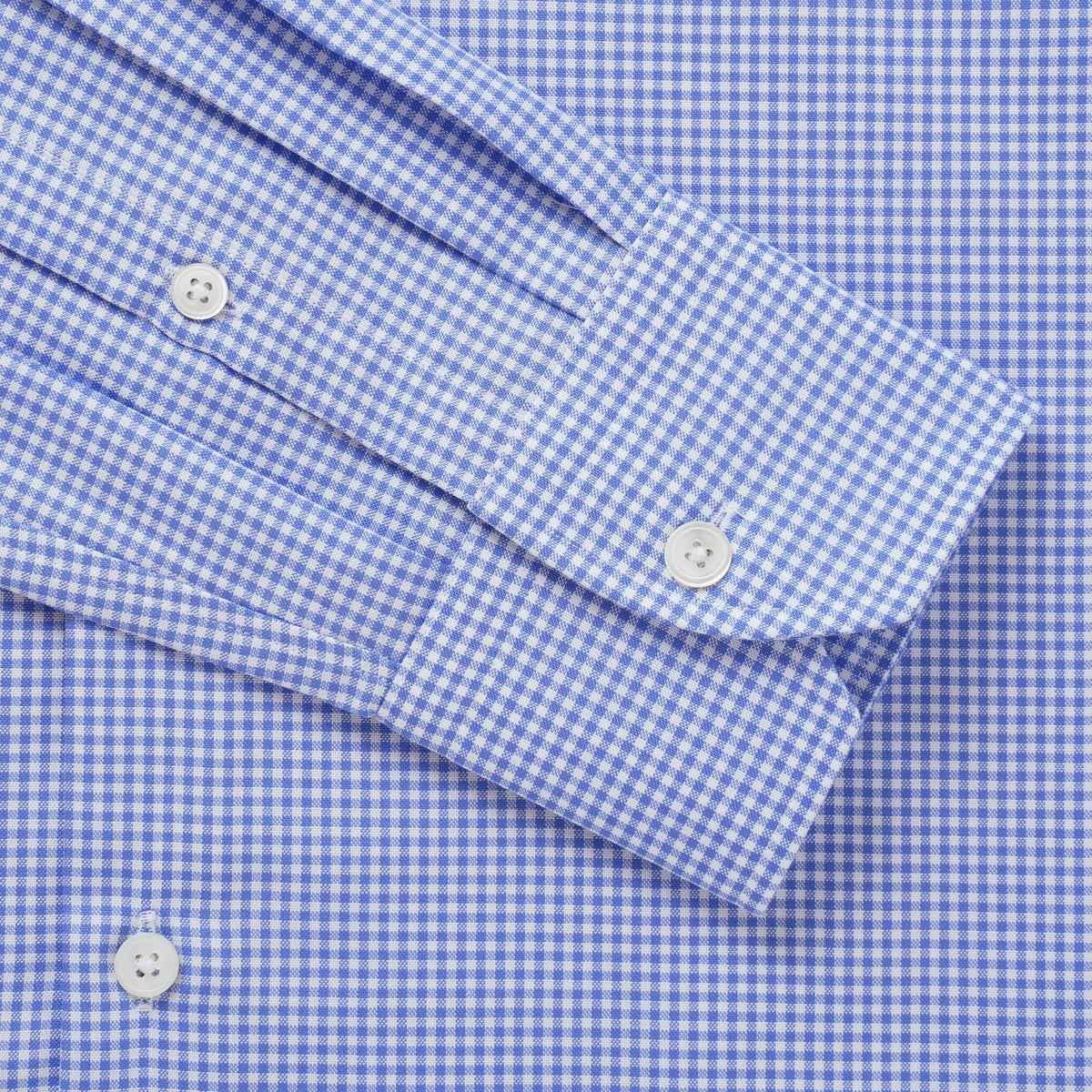White & Blue Slim Fit Micro Gingham Check Formal Shirt