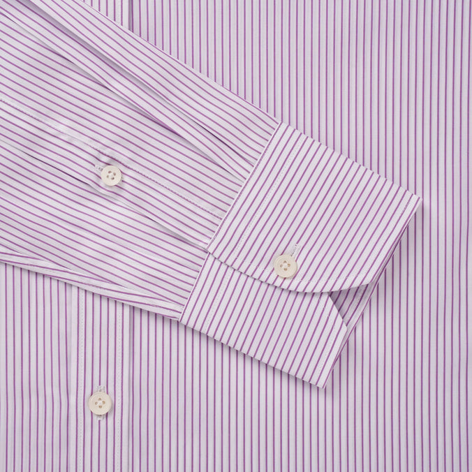 White & Pink Slim Fit Stripe Formal Shirt