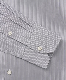 Grey & White Slim Fit Poplin Needle Stripe Formal Shirt