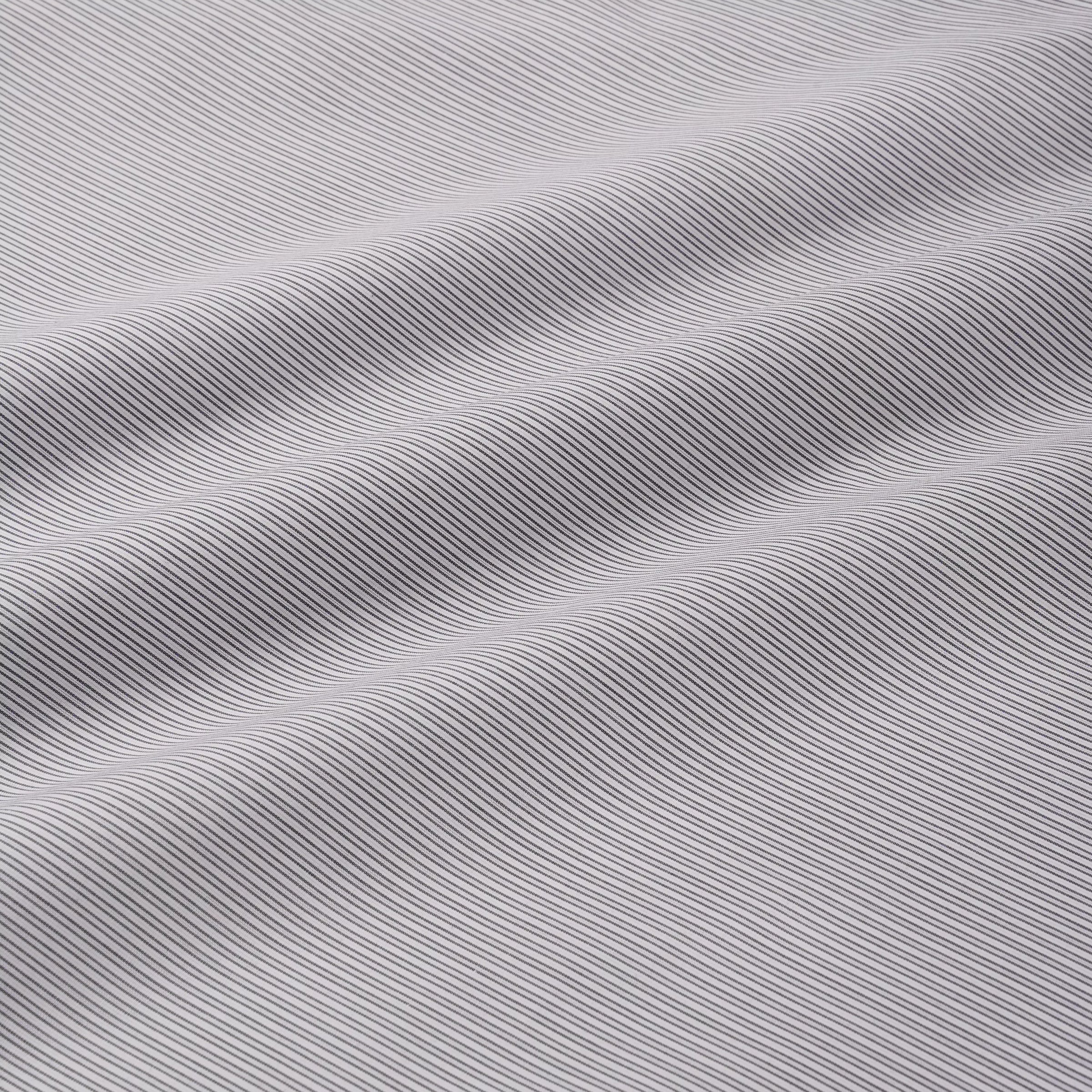 Grey & White Slim Fit Poplin Needle Stripe Formal Shirt