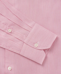 Pink & White Slim Fit Poplin Needle Stripe Formal Shirt