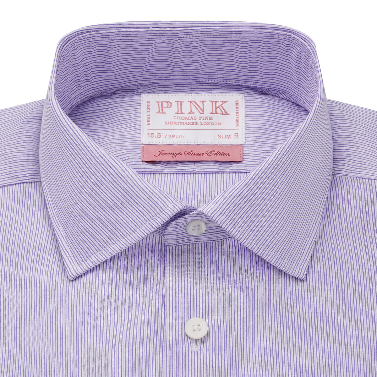 Purple & White Slim Fit Poplin Needle Stripe Formal Shirt