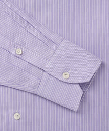 Purple & White Slim Fit Poplin Needle Stripe Formal Shirt