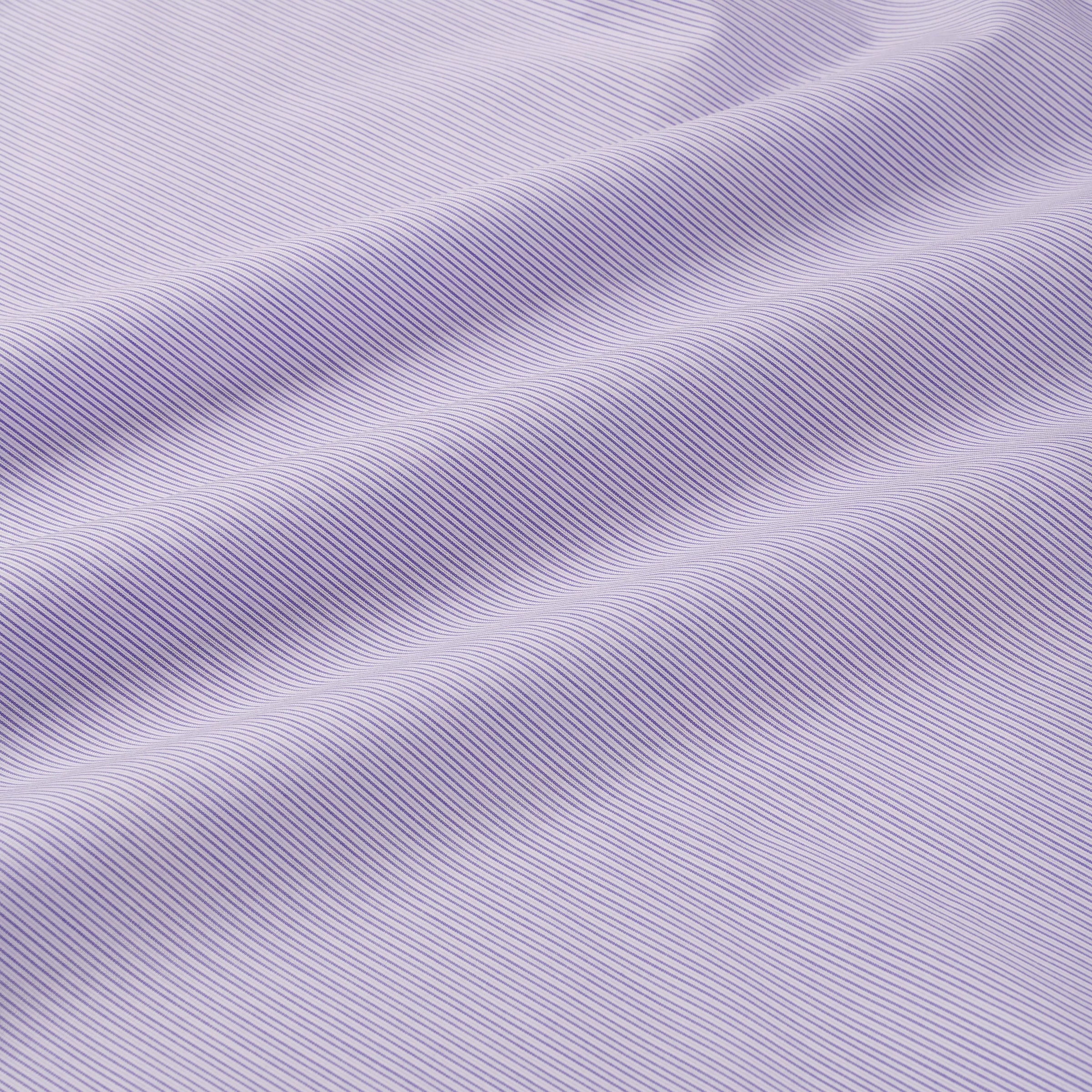 Purple & White Slim Fit Poplin Needle Stripe Formal Shirt