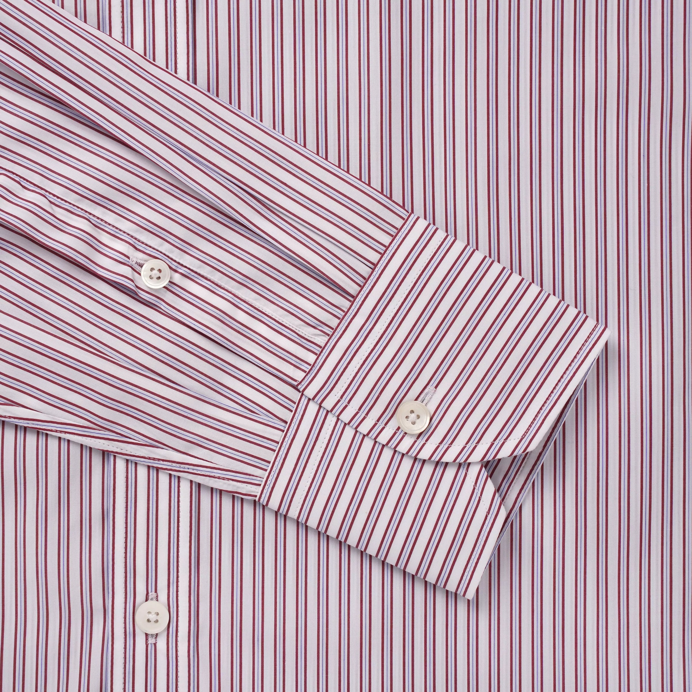 Burgundy & White Slim Fit Piumino Multi Stripe Formal Shirt