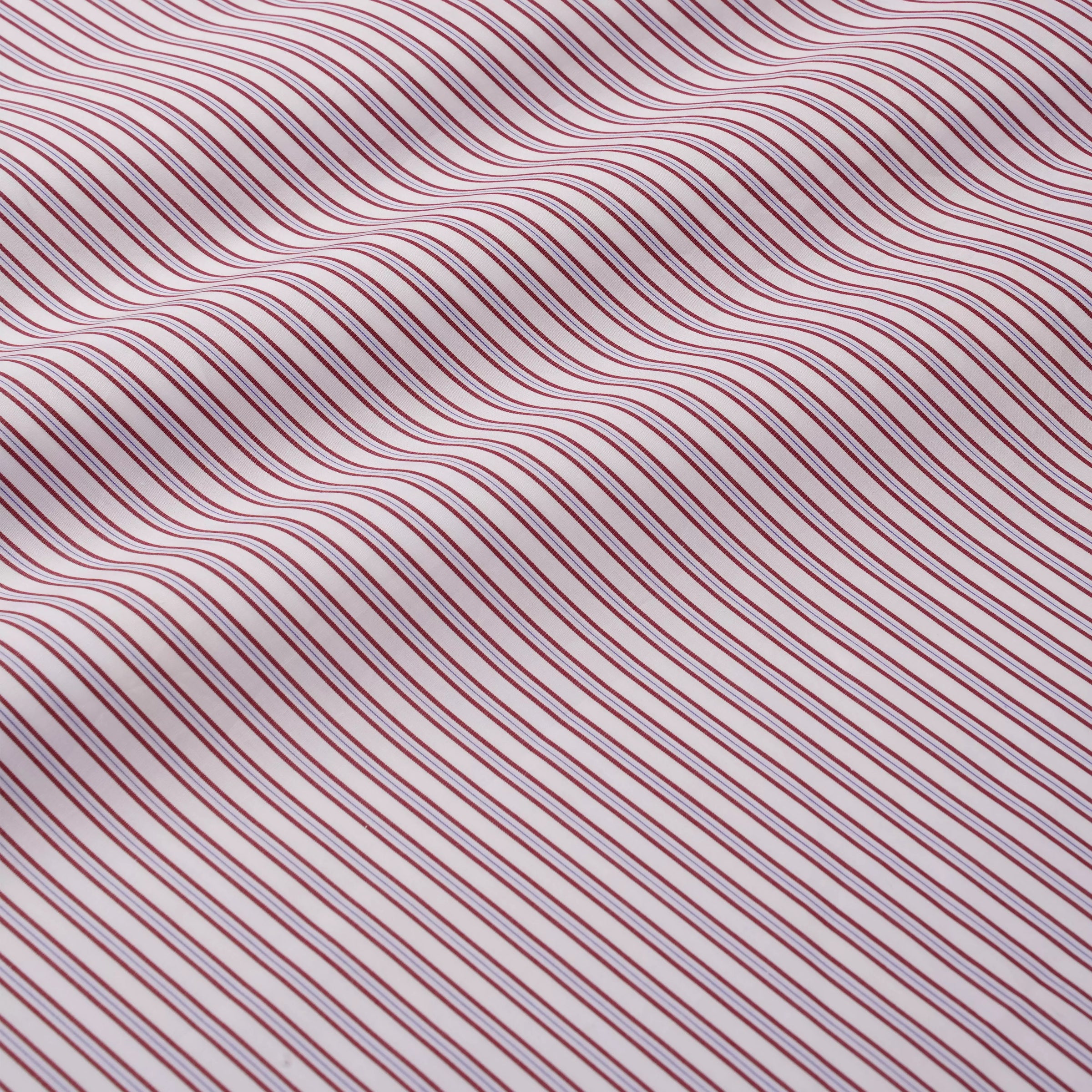 Burgundy & White Slim Fit Piumino Multi Stripe Formal Shirt