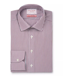 Purple & White Slim Fit Piumino Multi Stripe Formal Shirt