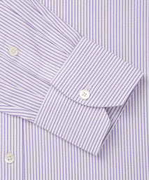 Purple & White Slim Fit Oxford Stripe Formal Shirt