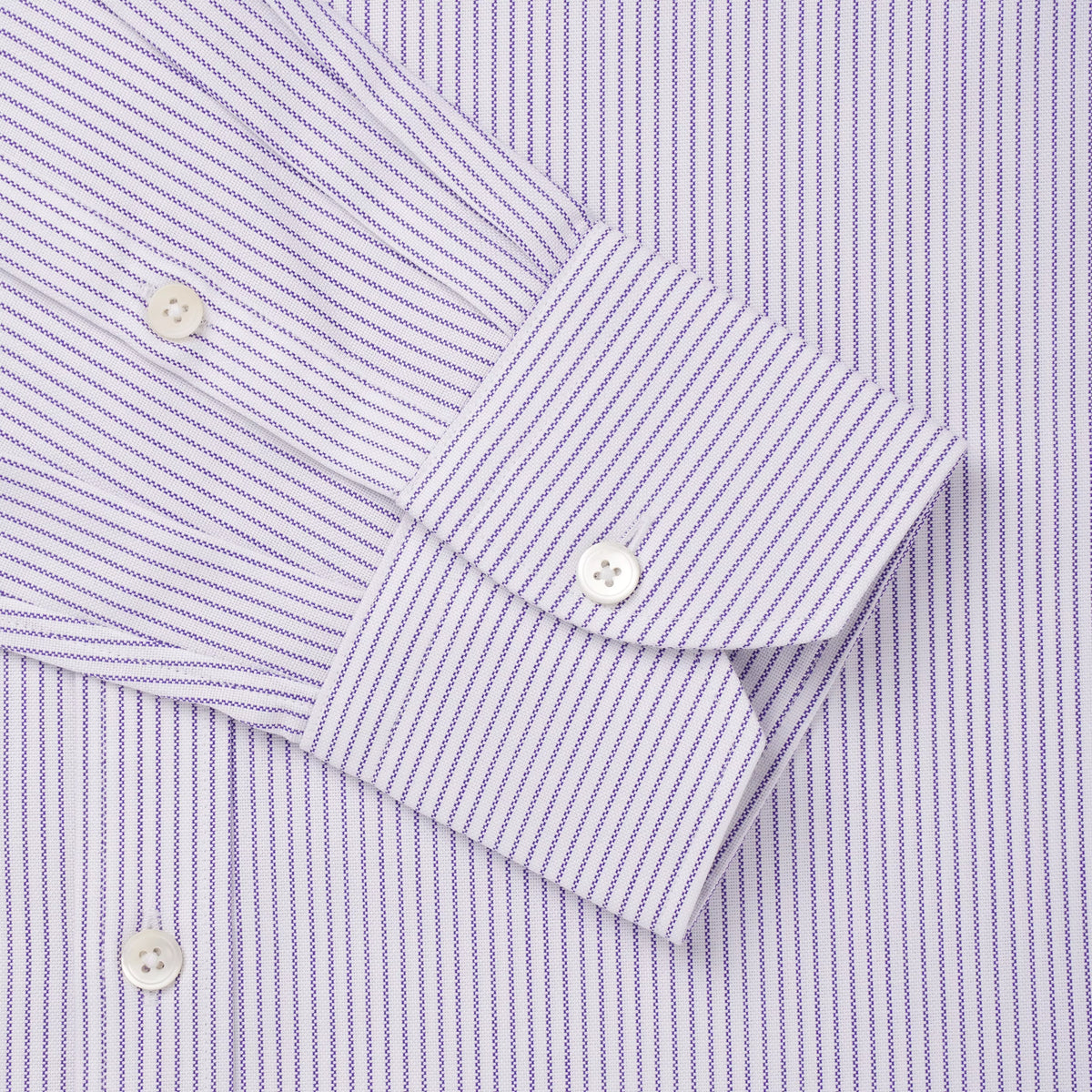 Purple & White Slim Fit Oxford Stripe Formal Shirt