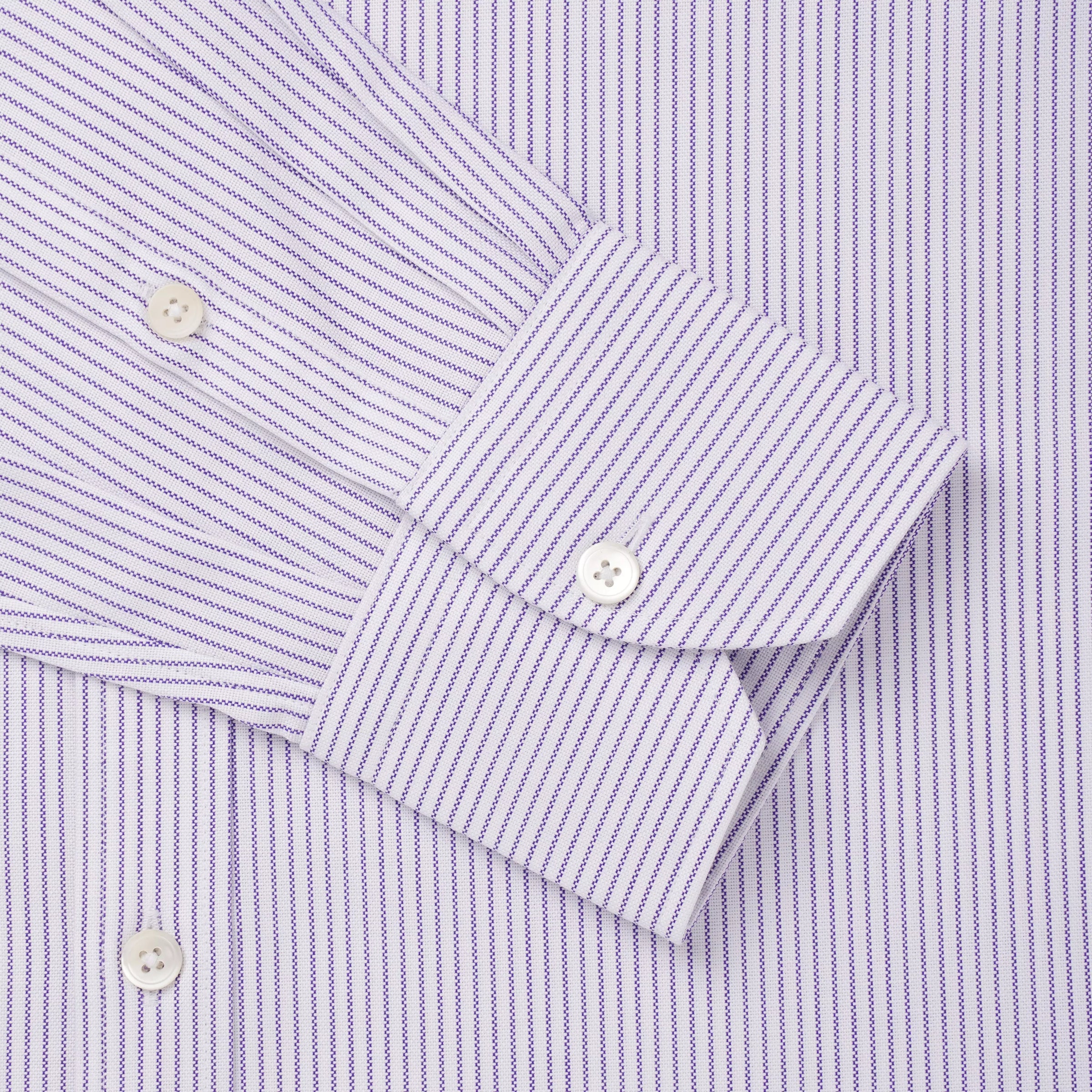Purple & White Slim Fit Oxford Stripe Formal Shirt