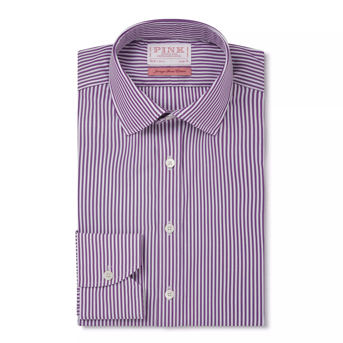 Purple & White Slim Fit Portland Stripe Formal Shirt