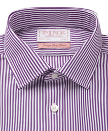 Purple & White Slim Fit Portland Stripe Formal Shirt
