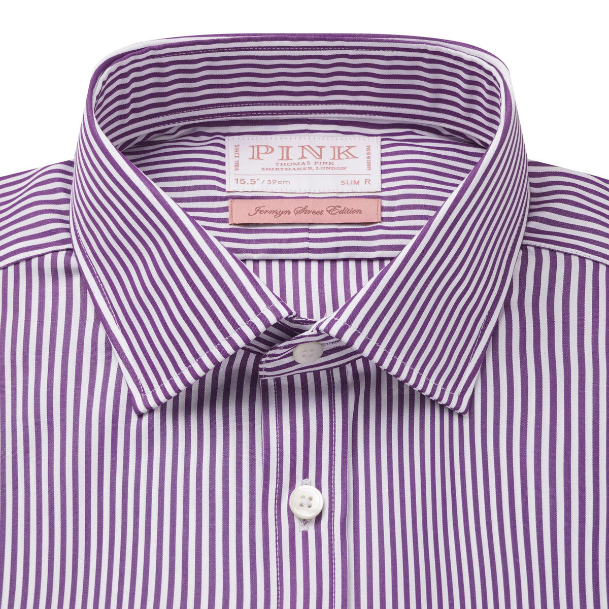 Purple & White Slim Fit Portland Stripe Formal Shirt
