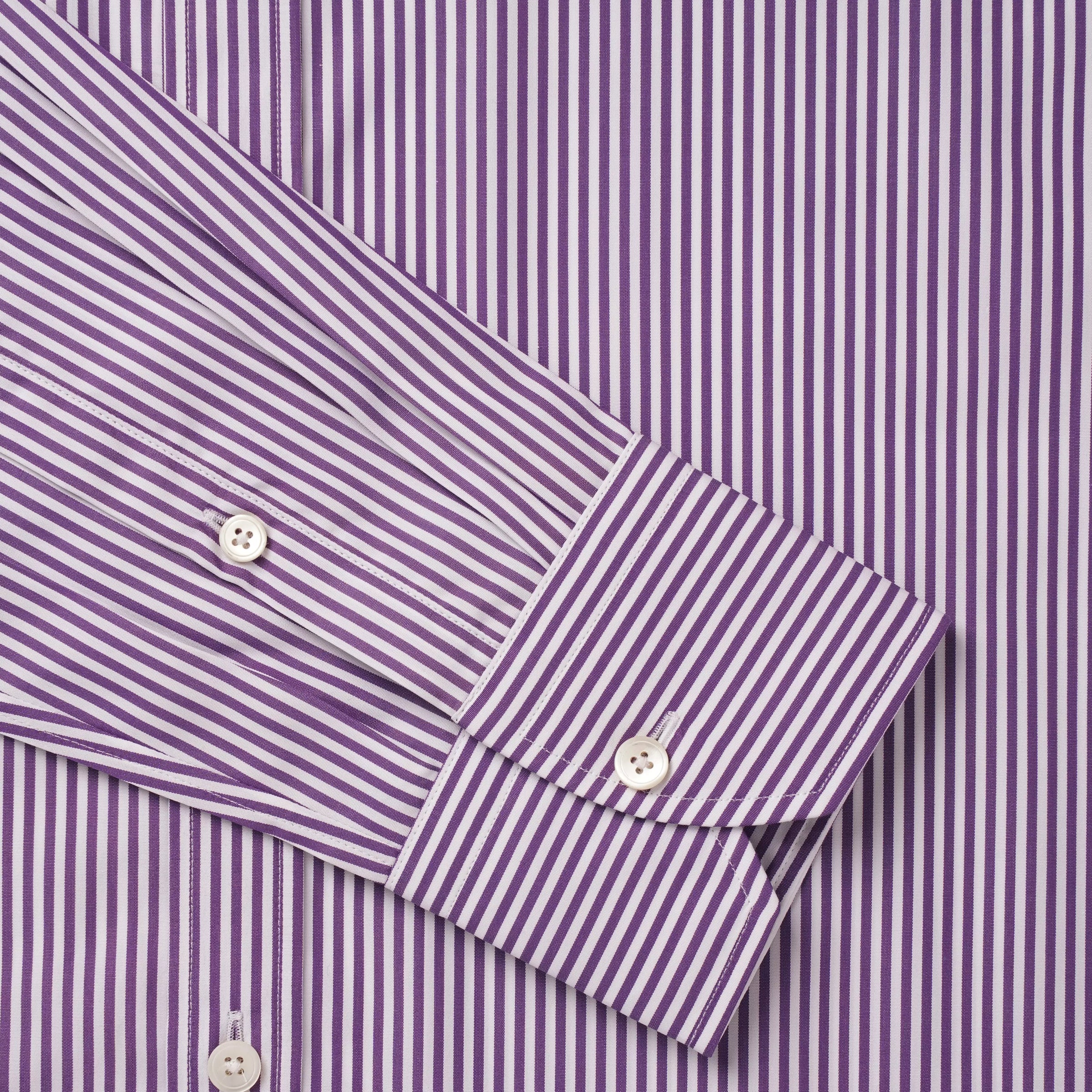 Purple & White Slim Fit Portland Stripe Formal Shirt