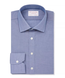 Pale Blue & Grey Tailored Fit Cotton Mussoletta Formal Shirt