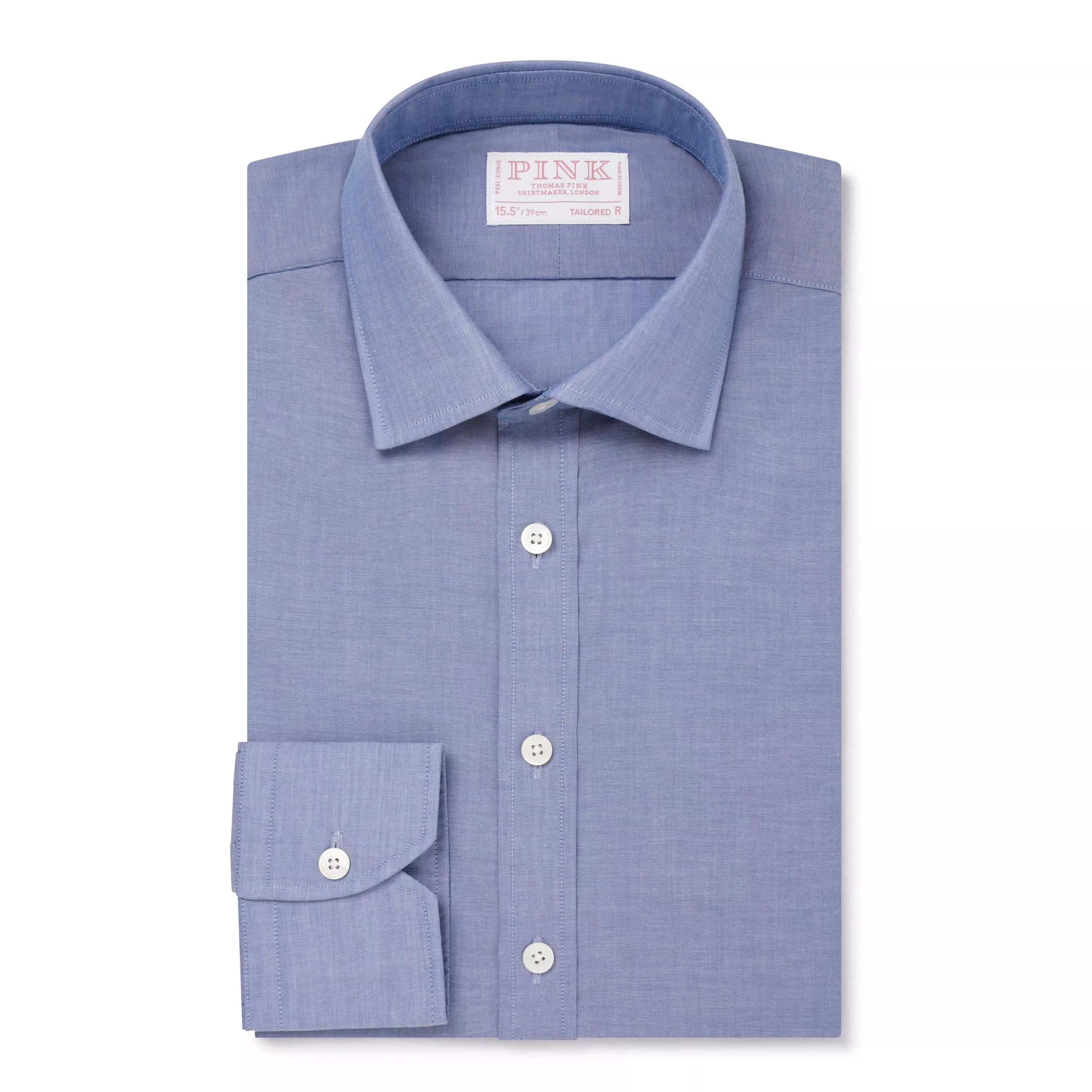 Pale Blue & Grey Tailored Fit Cotton Mussoletta Formal Shirt