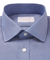 Pale Blue & Grey Tailored Fit Cotton Mussoletta Formal Shirt