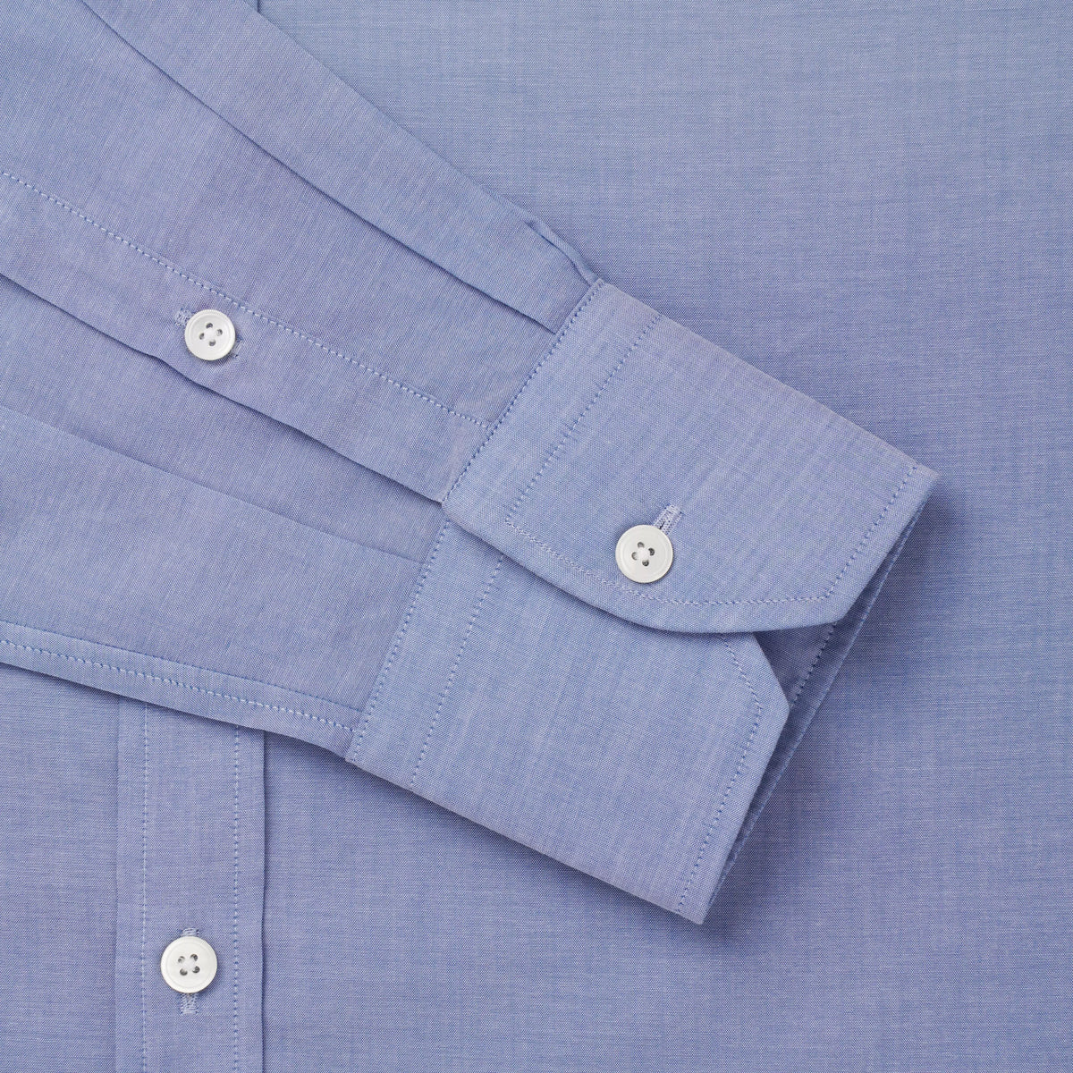Pale Blue & Grey Tailored Fit Cotton Mussoletta Formal Shirt
