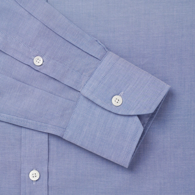 Pale Blue & Grey Tailored Fit Cotton Mussoletta Formal Shirt