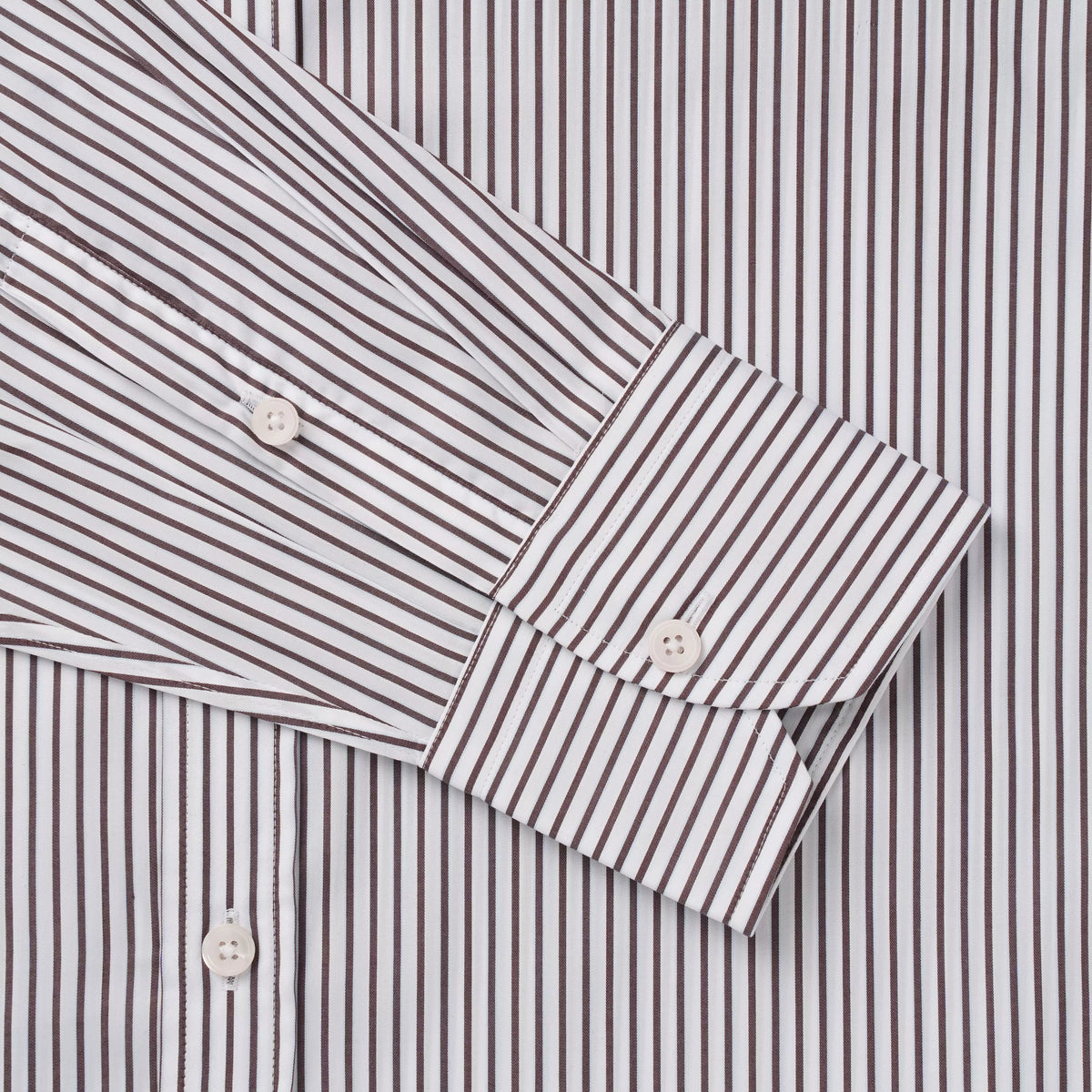 Brown & White Tailored Fit Piumino Twill Stripe Formal Shirt