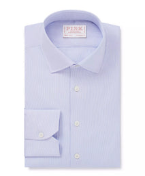 Blue & White Tailored Fit Hairline Stripe Formal Shirt