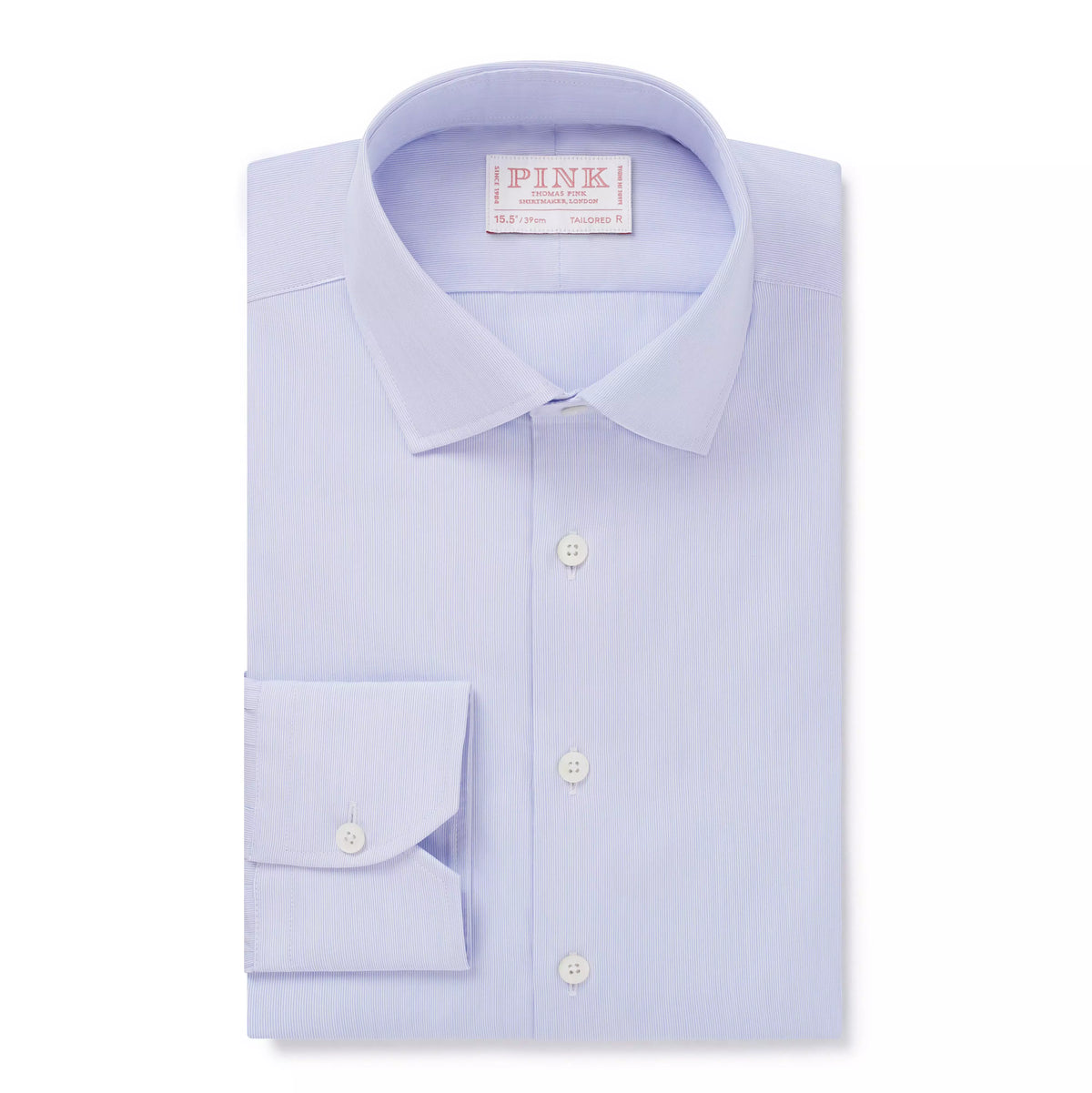 Blue & White Tailored Fit Hairline Stripe Formal Shirt