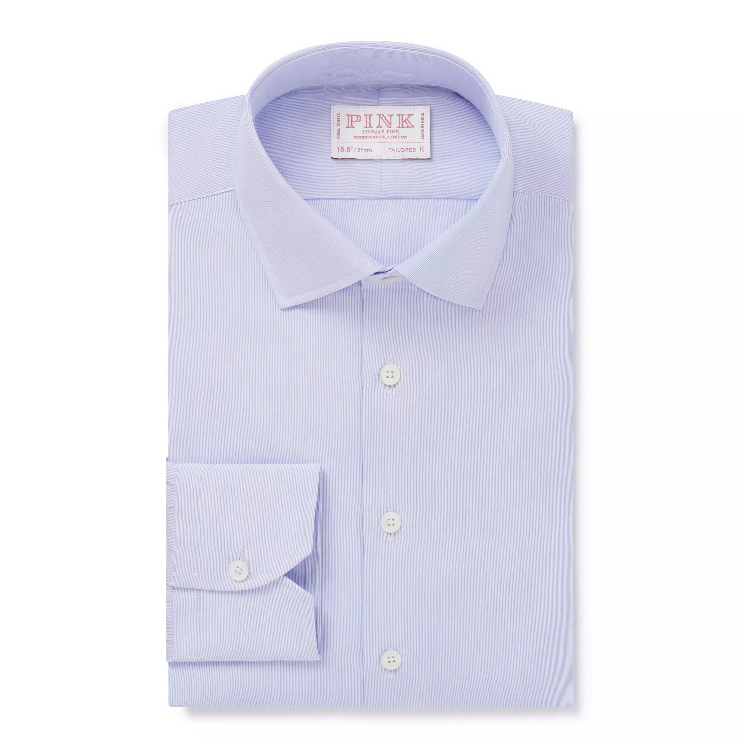 Blue & White Tailored Fit Hairline Stripe Formal Shirt
