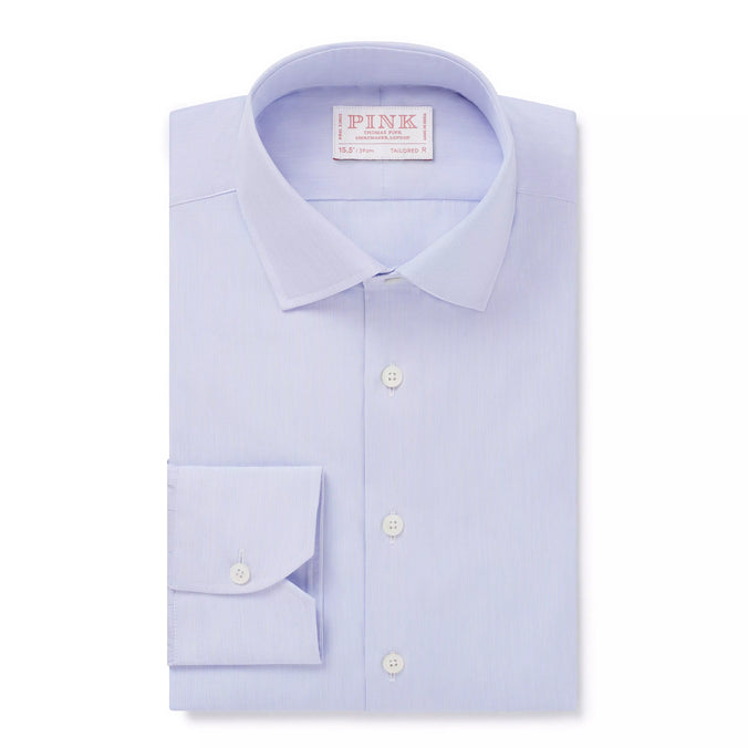 Blue & White Tailored Fit Hairline Stripe Formal Shirt