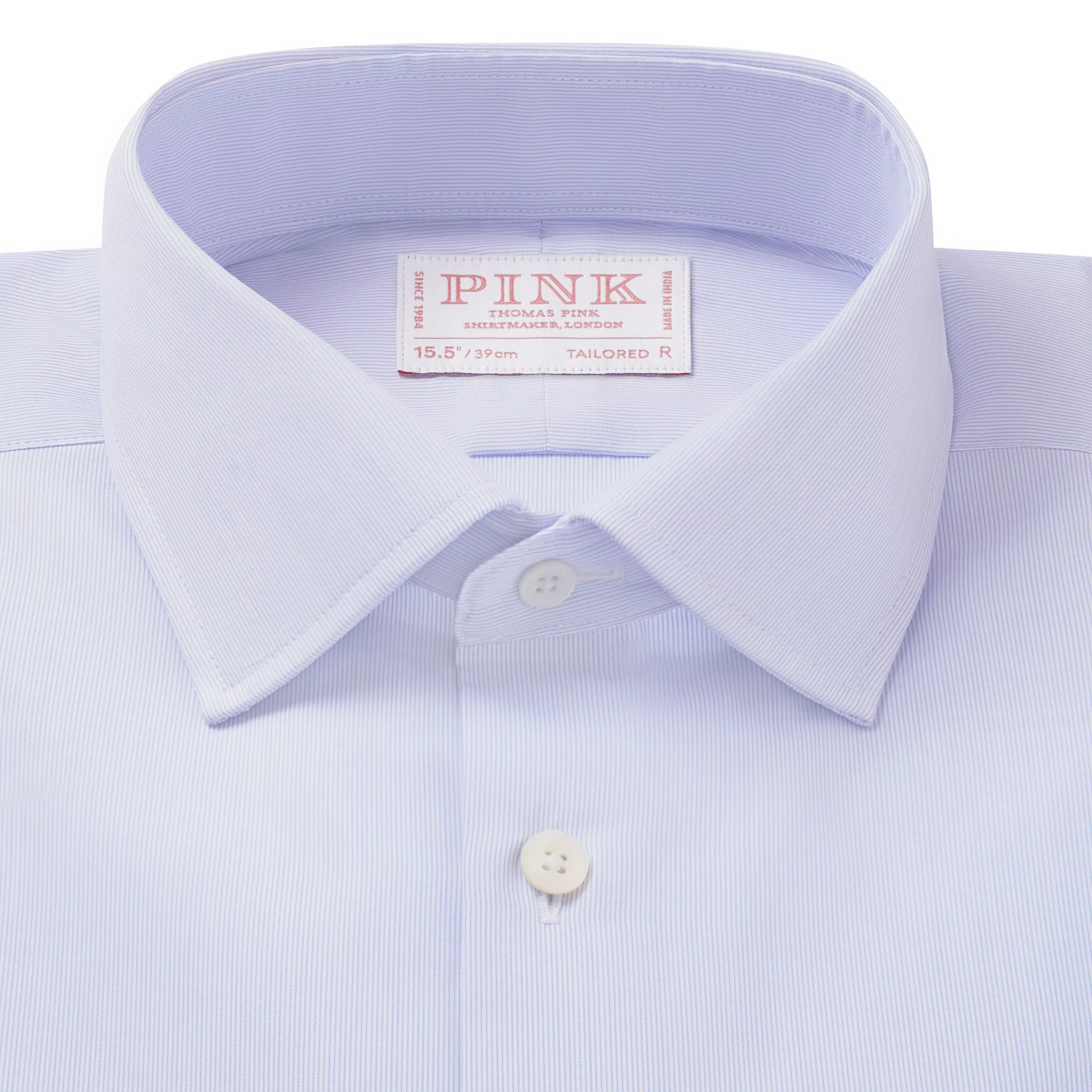 Blue & White Tailored Fit Hairline Stripe Formal Shirt
