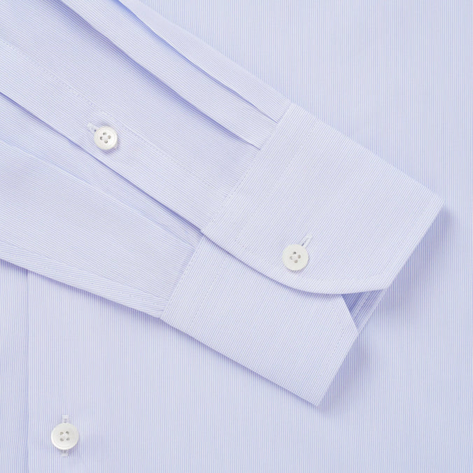 Blue & White Tailored Fit Hairline Stripe Formal Shirt