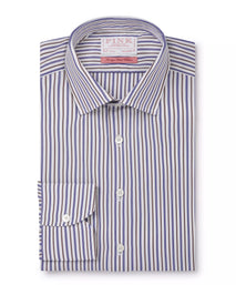 White & Brown Tailored Fit Regent Stripe Formal Shirt