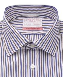 White & Brown Tailored Fit Regent Stripe Formal Shirt