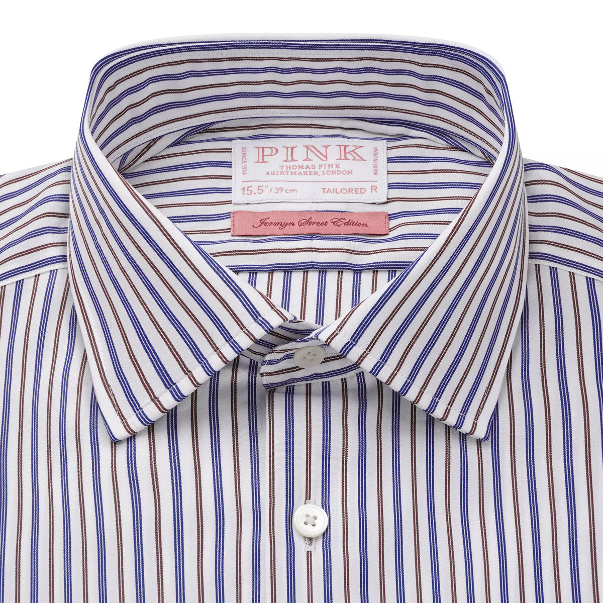White & Brown Tailored Fit Regent Stripe Formal Shirt