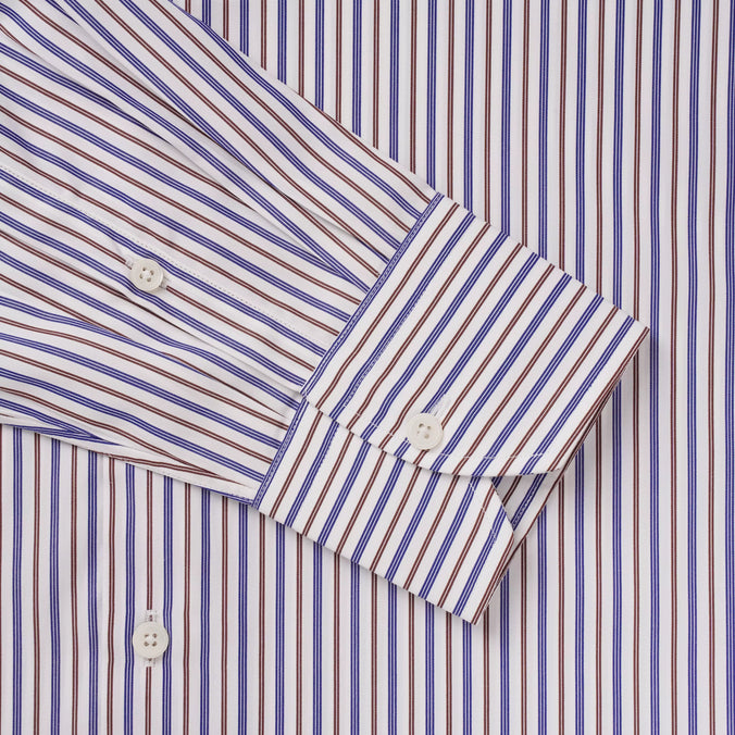 White & Brown Tailored Fit Regent Stripe Formal Shirt