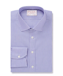 Blue & Navy Tailored Fit Bengal Twill Stripe Formal Shirt